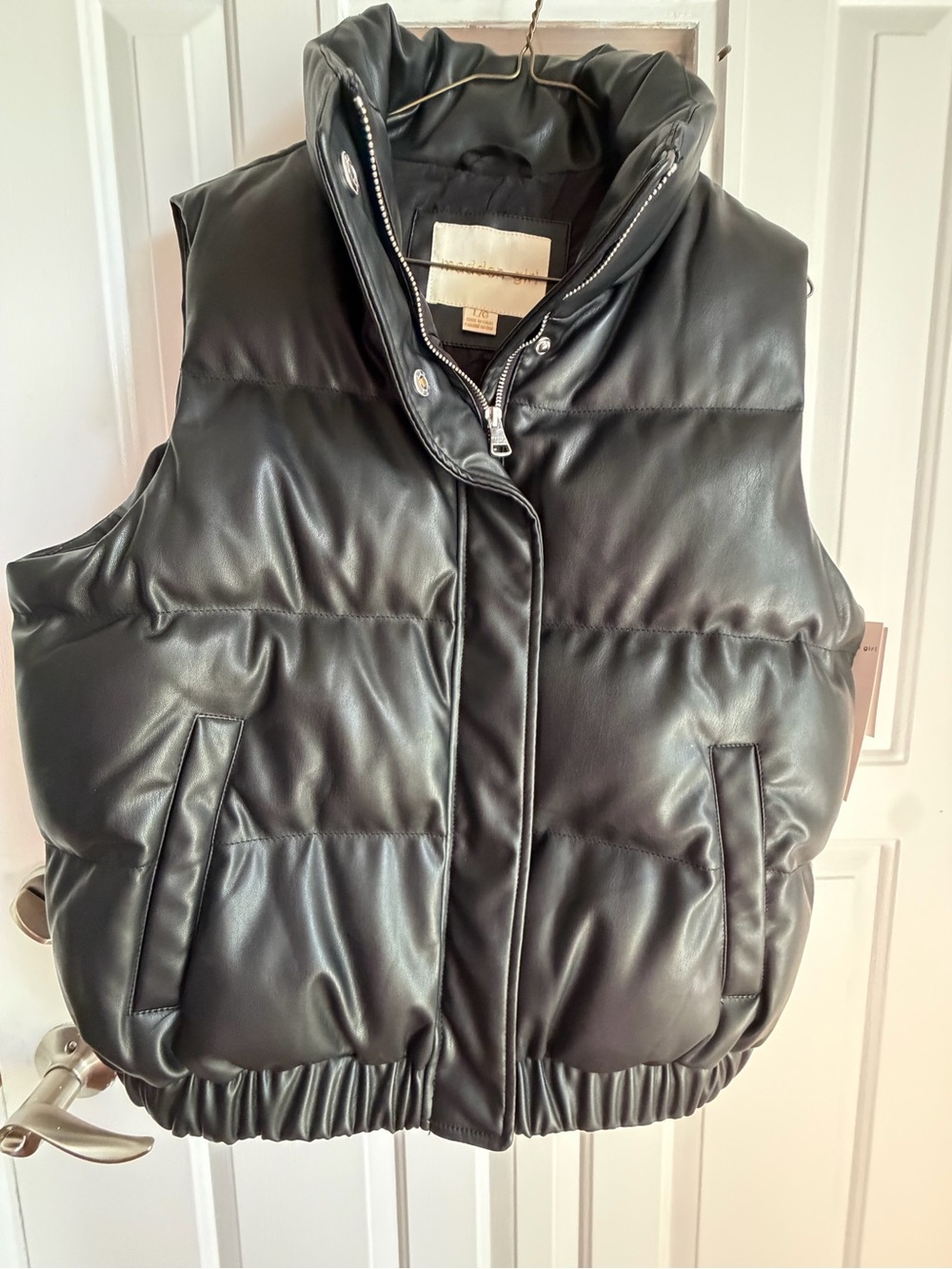 Madden Girl Black Faux Leather Puffer Vest